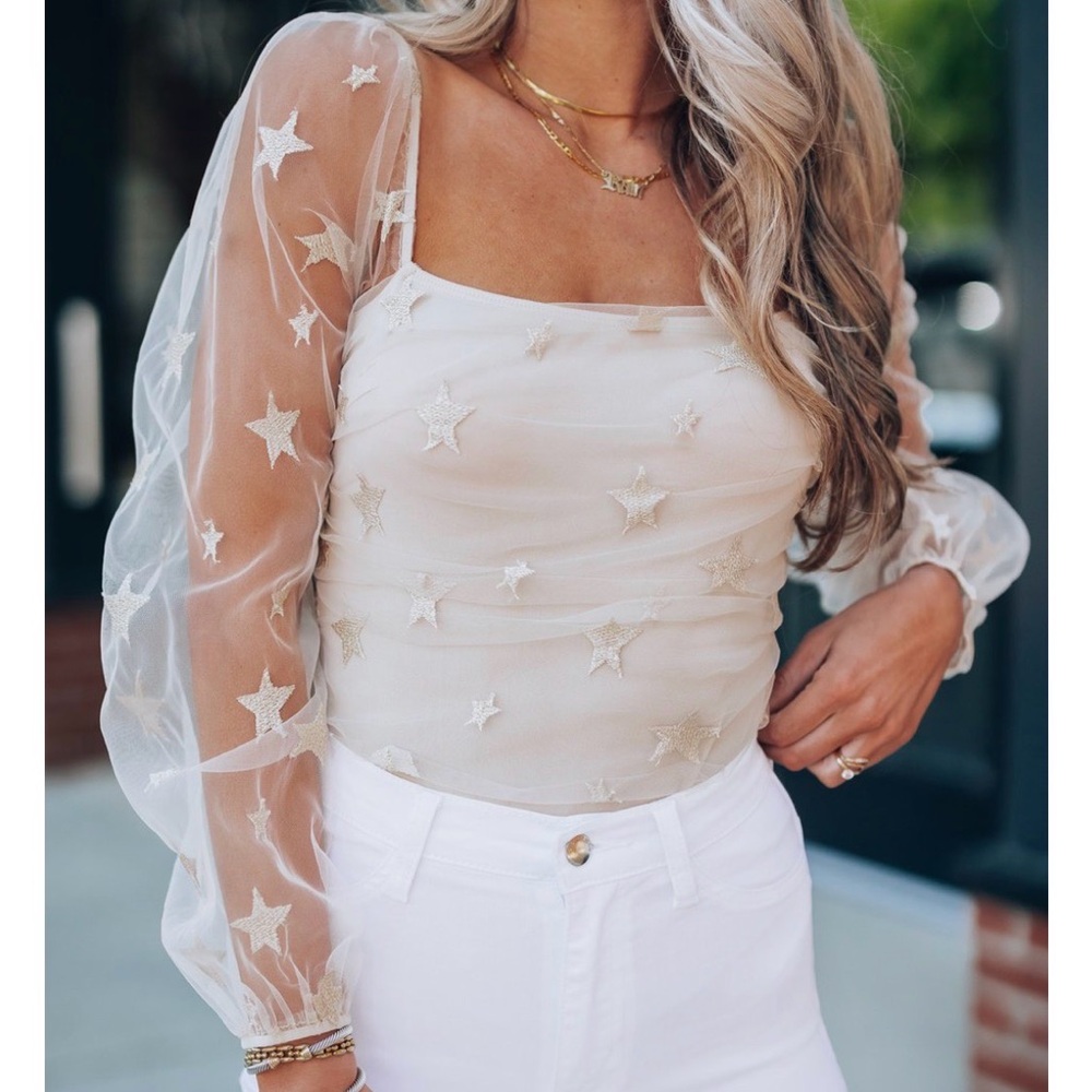 Celeste Star Mesh Bodysuit- Size Medium